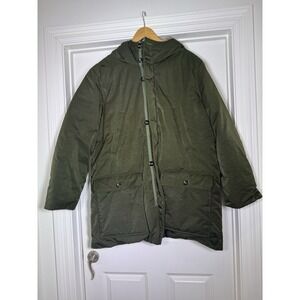 Billy Reid‎ Men's Rabbit Fur Goose Down Army Green Hooded Puffer Coat Parka XXL